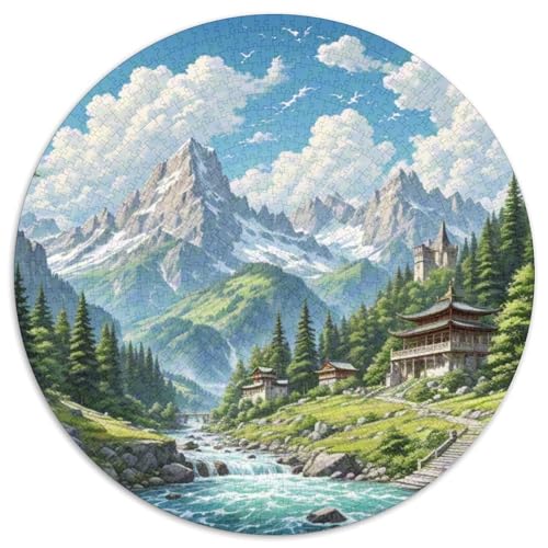 Die Alpen 1000 Stück Puzzle VerringerterDruck Landschaft Circular Puzzle Puzzle-Spiele Wand Dekoration Geschenk 1000pcs (67.5x67.5cm) von XDDBYUIZP