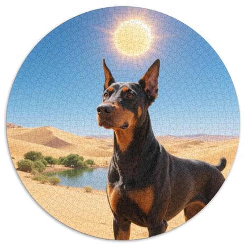 Doberman 1000 Stück Puzzle Stressabbau Spielzeug Für Familienpuzzle Süße Haustiere Circular Puzzle Puzzle-Spiele Wand Dekoration Geschenk (67.5x67.5cm) von XDDBYUIZP
