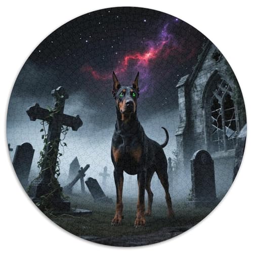 Doberman 1000 Stück Puzzles Stressabbau Spielzeug Für Familienpuzzle Süße Haustiere Rundes Puzzle Puzzle-Spiele Wand Dekoration Geschenk (67.5x67.5cm) von XDDBYUIZP