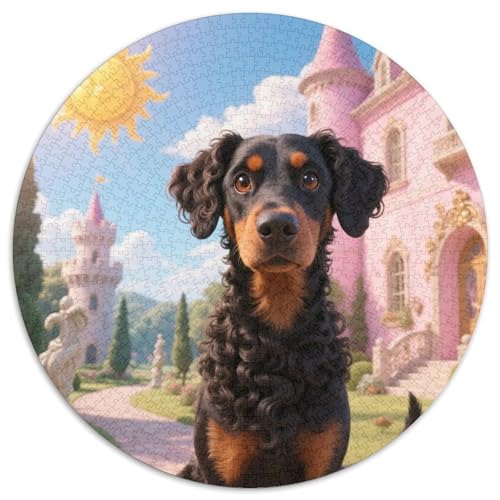 Doberman 1000 Stück Puzzles VerringerterDruck Süße Haustiere Rund Puzzle Puzzle-Spiele Wand Dekoration Geschenk (67.5x67.5cm) von XDDBYUIZP