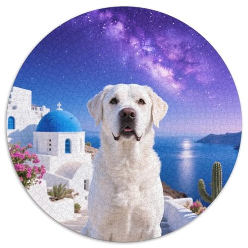 Dogo Argentino 1000 Stück Puzzle Stressabbau-Spielzeug Für Erwachsene Kinder Süße Haustiere Rundes Puzzle Puzzle-Spiele Wand Dekoration Geschenk 1000pcs (67.5x67.5cm) von XDDBYUIZP