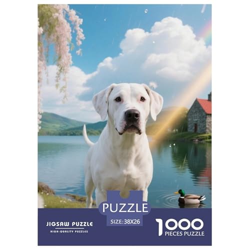 Dogo Argentino Jigsaw Geeignet Für Erwachsene Und Kinder Kreativ 1000 Stücke niedlich Haustier Spiele Unique Home Decor 38x26cm von XDDBYUIZP
