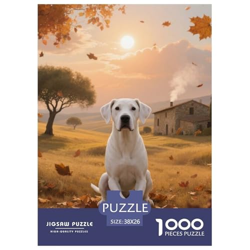 Dogo Argentino Jigsaw Geeignet Für Erwachsene Und Kinder Kreativ 1000 Teile niedlich Haustier Spiele Unique Home Decor 38x26cm von XDDBYUIZP