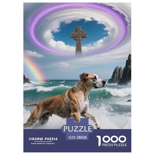 Dogo Argentino Jigsaw Geeignet Für Erwachsene Und Kinder Kreativ 1000 Teile niedlich Haustier Spiele Unique Home Decor 38x26cm von XDDBYUIZP