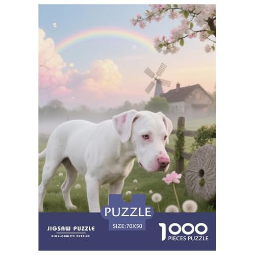 Dogo Argentino Jigsaw Geeignet Für Erwachsene Und Kinder Kreativ 1000 Teile niedlich Haustier Spiele Unique Home Decor 70x50cm von XDDBYUIZP