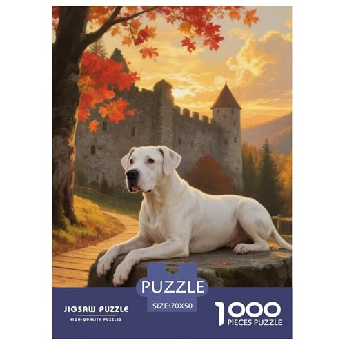 Dogo Argentino Jigsaw Geeignet Für Erwachsene Und Kinder Kreativ 1000 Teile niedlich Haustier Spiele Unique Home Decor 70x50cm von XDDBYUIZP