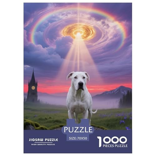 Dogo Argentino Puzzle Geeignet Für Erwachsene Und Kinder Kreativ 1000 Stück niedlich Haustier Spaß Herausforderend Unique Home Decor 70x50cm von XDDBYUIZP