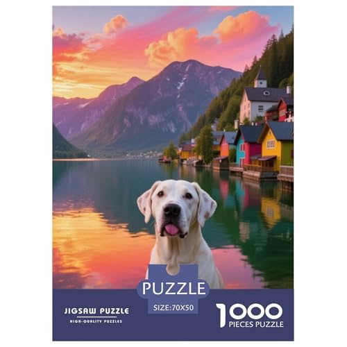 Dogo Argentino Puzzle Geeignet Für Erwachsene Und Kinder Kreativ 1000 Stück niedlich Haustier Spiele Unique Home Decor 70x50cm von XDDBYUIZP