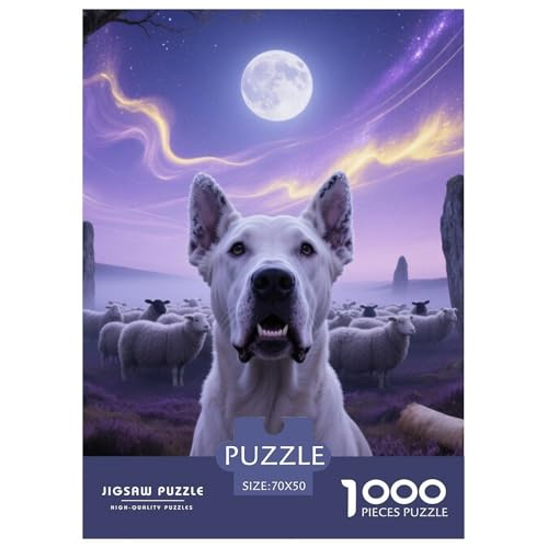 Dogo Argentino Puzzle Geeignet Für Erwachsene Und Kinder Kreativ 1000 Teile niedlich Haustier Spaß Herausforderend Unique Home Decor 70x50cm von XDDBYUIZP