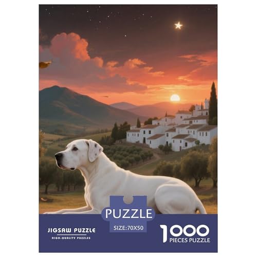 Dogo Argentino Puzzles Geeignet Für Erwachsene Und Kinder Kreativ 1000 Stück niedlich Haustier Spiele Unique Home Decor 70x50cm von XDDBYUIZP