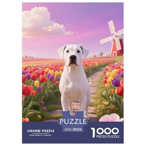 Dogo Argentino Puzzles Geeignet Für Erwachsene Und Kinder Kreativ 1000 Teile niedlich Haustier Spaß Herausforderend Unique Home Decor 38x26cm von XDDBYUIZP
