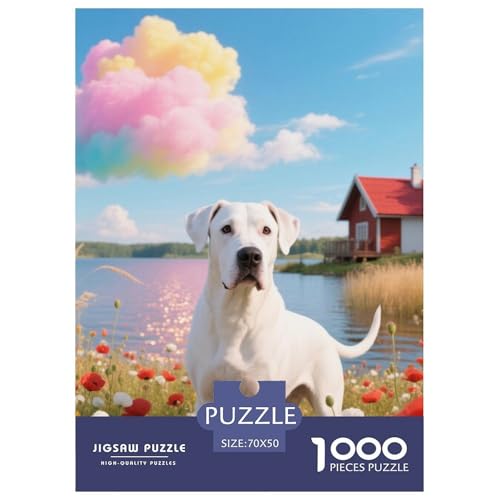 Dogo Argentino Puzzles Geeignet Für Erwachsene Und Kinder Kreativ 1000 Teile niedlich Haustier Spiele Unique Home Decor 70x50cm von XDDBYUIZP