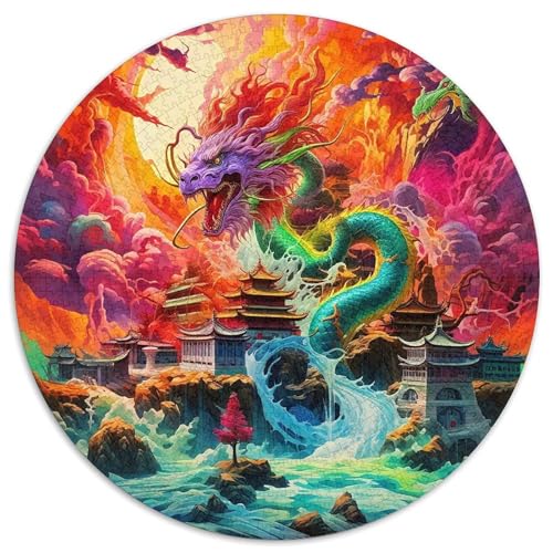 Drachen 1000 Stück Puzzle Stressabbau Spielzeug Für Familienpuzzle Rund Puzzle Puzzle-Spiele Wand Dekoration Geschenk (67.5x67.5cm) von XDDBYUIZP