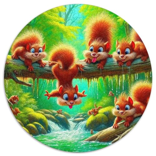 Eichhörnchen 1000 Stück Puzzles Für Erwachsene Und Kinder Jahren Circular Puzzle Puzzle-Spiele Wand Dekoration Geschenk (67.5x67.5cm) von XDDBYUIZP