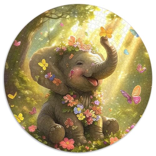 Elefanten 1000 Stück Puzzles Circular Puzzle Puzzle-Spiele Wand Dekoration Geschenk (67.5x67.5cm) von XDDBYUIZP