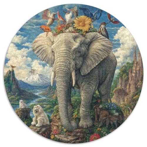 Elefanten 1000 Stück Puzzles Stressabbau Spielzeug Für Familienpuzzle Tier Rundes Puzzle-Spiele Wand DekoRatteteion Geschenk (67.5x67.5cm)​ von XDDBYUIZP