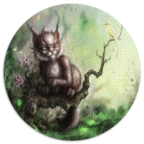 Elfkatte 1000 Stück Puzzles VerringerterDruck Tier Rundes Puzzle-Spiele Wand DekoRatteteion Geschenk (67.5x67.5cm)​ von XDDBYUIZP