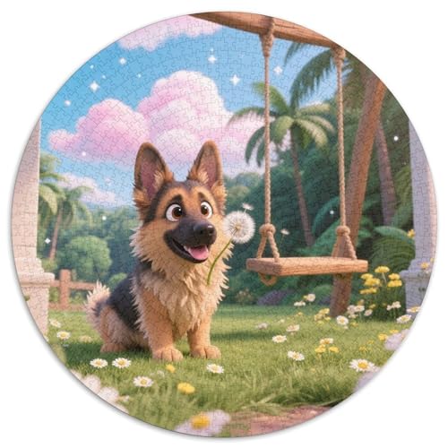 Elsässischer Hund 1000 PCS Puzzle Stressabbau-Spielzeug Für Erwachsene Kinder Süße Haustiere Circular Puzzle Puzzle-Spiele Wand Dekoration Geschenk (67.5x67.5cm) von XDDBYUIZP