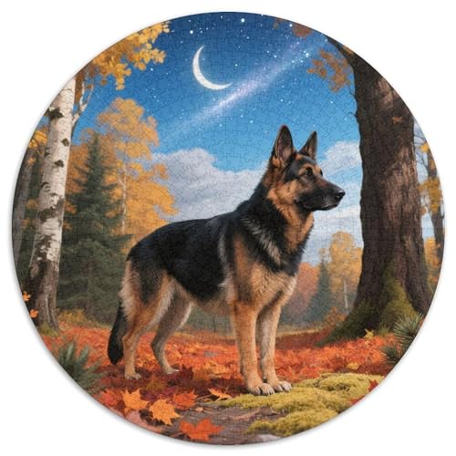 Elsässischer Hund 1000 Stück Puzzles Stressabbau-Spielzeug Für Erwachsene Kinder Süße Haustiere Circular Puzzle Puzzle-Spiele Wand Dekoration Geschenk (67.5x67.5cm) von XDDBYUIZP