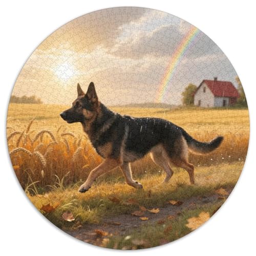 Elsässischer Hund 1000 Stück Puzzles Stressabbau-Spielzeug Für Erwachsene Kinder Süße Haustiere Circular Puzzles Puzzle-Spiele Wand Dekoration Geschenk (67.5x67.5cm) von XDDBYUIZP