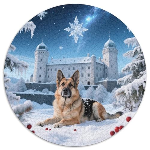 Elsässischer Hund 1000 Stück Puzzles Stressabbau Spielzeug Für Familienpuzzle Süße Haustiere Rundes Puzzle Puzzle-Spiele Wand Dekoration Geschenk (67.5x67.5cm) von XDDBYUIZP