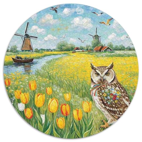 Eule 1000 PCS Puzzles Stressabbau-Spielzeug Für Erwachsene Kinder Süße Haustiere Rundes Puzzle Puzzle-Spiele Wand Dekoration Geschenk 1000pcs (67.5x67.5cm) von XDDBYUIZP