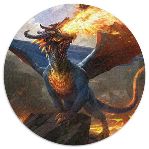 Feuerdrache 1000 Stück Puzzle Stressabbau Spielzeug Für Familienpuzzle Circular Puzzles Puzzle-Spiele Wand Dekoration Geschenk (67.5x67.5cm) von XDDBYUIZP
