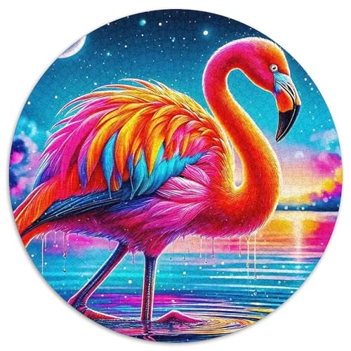 Flamingo 1000 PCS Puzzles Stressabbau Spielzeug Für Familienpuzzle Rundes Puzzle Puzzle-Spiele Wand Dekoration Geschenk (67.5x67.5cm) von XDDBYUIZP