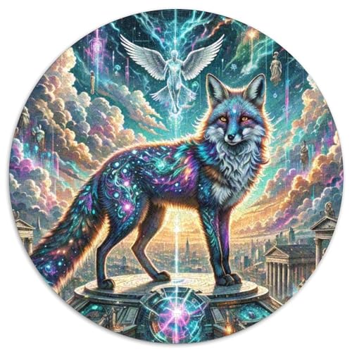Fox 1000 Stück Puzzles VerringerterDruck Tier Rund Puzzle-Spiele Wand DekoRatteteion Geschenk (67.5x67.5cm)​ von XDDBYUIZP