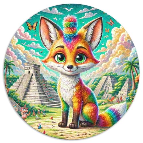 Fox 1000 Stück Puzzles VerringerterDruck Tier Runden Puzzle-Spiele Wand DekoRatteteion Geschenk (67.5x67.5cm)​ von XDDBYUIZP