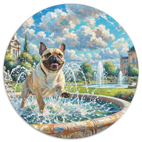 Französischer Bullhund 1000 Stück Puzzles VerringerterDruck Süße Haustiere Circular Puzzles Puzzle-Spiele Wand Dekoration Geschenk 1000pcs (67.5x67.5cm) von XDDBYUIZP