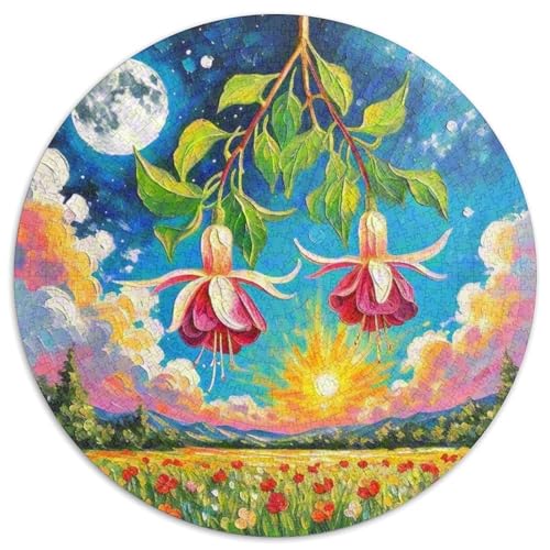 Fuchsien 1000 Stück Puzzle VerringerterDruck Rundes Puzzle Puzzle-Spiele Wand Dekoration Geschenk (67.5x67.5cm) von XDDBYUIZP