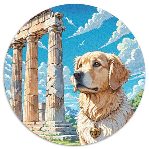 Goldener Retriever 1000 Stück Puzzle Stressabbau Spielzeug Für Familienpuzzle Süße Haustiere Rund Puzzle Puzzle-Spiele Wand Dekoration Geschenk 1000pcs (67.5x67.5cm) von XDDBYUIZP