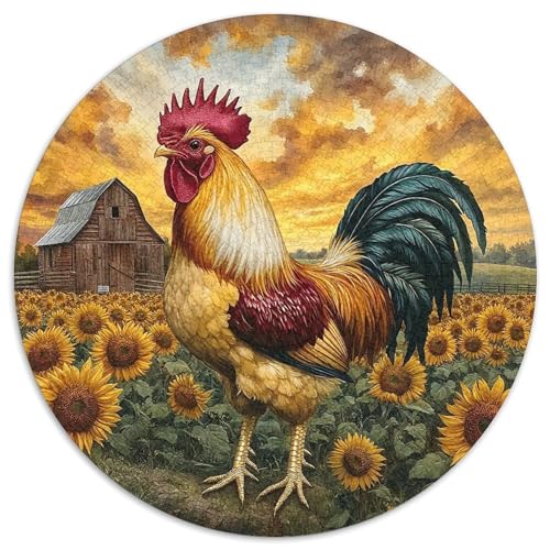 Hahn 1000 Stück Puzzle Stressabbau-Spielzeug Für Erwachsene Kinder Circular Puzzles Puzzle-Spiele Wand Dekoration Geschenk (67.5x67.5cm) von XDDBYUIZP