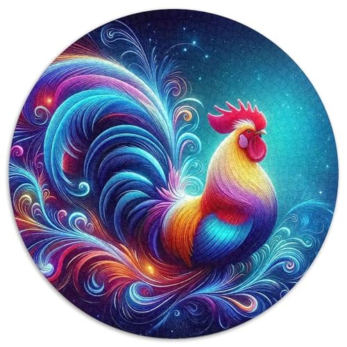 Hahn 1000 Stück Puzzle VerringerterDruck Circular Puzzles Puzzle-Spiele Wand Dekoration Geschenk (67.5x67.5cm) von XDDBYUIZP