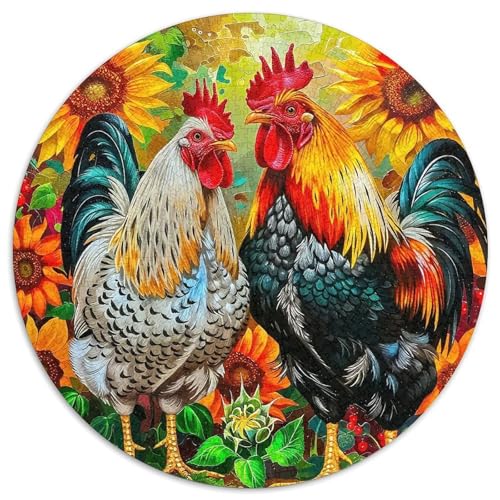 Hahn 1000 Stück Puzzles VerringerterDruck Rund Puzzle Puzzle-Spiele Wand Dekoration Geschenk (67.5x67.5cm) von XDDBYUIZP