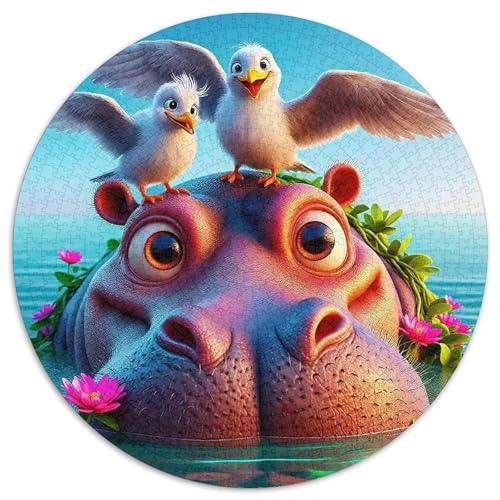 Hippopotamus 1000 PCS Puzzles Stressabbau Spielzeug Für Familienpuzzle Rundes Puzzle Puzzle-Spiele Wand Dekoration Geschenk (67.5x67.5cm) von XDDBYUIZP