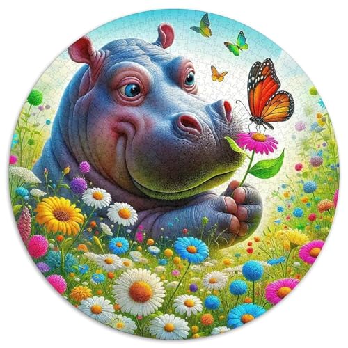 Hippopotamus 1000 Stück Puzzles Circular Puzzle Puzzle-Spiele Wand Dekoration Geschenk (67.5x67.5cm) von XDDBYUIZP