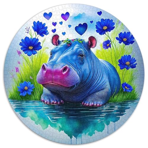 Hippopotamus 1000 Stück Puzzles VerringerterDruck Rundes Puzzle Puzzle-Spiele Wand Dekoration Geschenk (67.5x67.5cm) von XDDBYUIZP