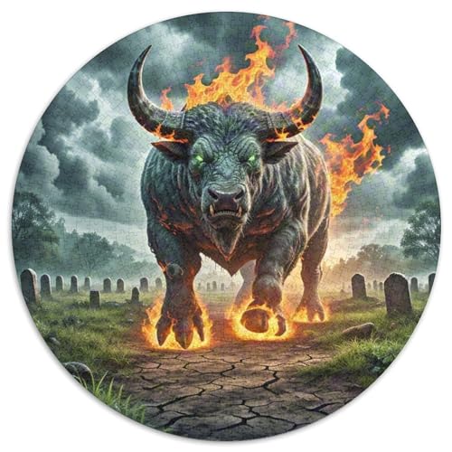 Hölle Stier 1000 Stück Puzzles VerringerterDruck Cute Animals Circular Puzzles Puzzle-Spiele Wand Dekoration Geschenk 1000pcs (67.5x67.5cm) von XDDBYUIZP