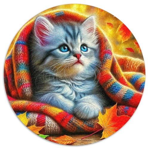 Katze 1000 Stück Puzzles Circular Puzzle Puzzle-Spiele Wand Dekoration Geschenk (67.5x67.5cm) von XDDBYUIZP