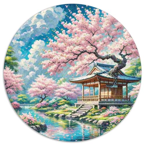 Kirschblüte 1000 Stück Puzzle VerringerterDruck Circular Puzzle Puzzle-Spiele Wand Dekoration Geschenk (67.5x67.5cm) von XDDBYUIZP