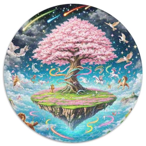 Kirschblüte 1000 Stück Puzzle VerringerterDruck Landschaft Rund Puzzle Puzzle-Spiele Wand Dekoration Geschenk 1000pcs (67.5x67.5cm) von XDDBYUIZP