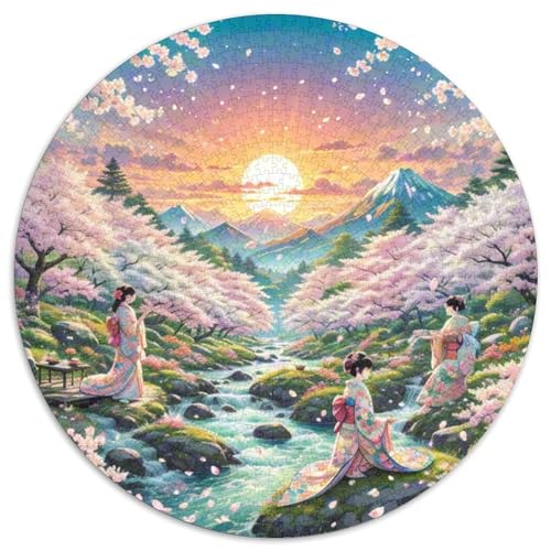Kirschblüte 1000 Stück Puzzle VerringerterDruck Landschaft Rundes Puzzle Puzzle-Spiele Wand Dekoration Geschenk 1000pcs (67.5x67.5cm) von XDDBYUIZP