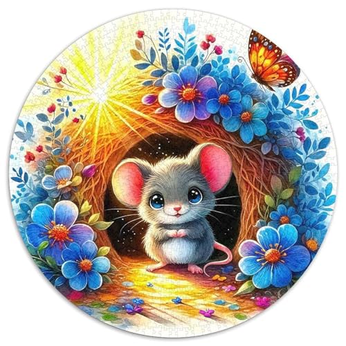 Kleine Maus 1000 PCS Puzzles Stressabbau-Spielzeug Für Erwachsene Kinder niedlich Haustier Circular Puzzle Puzzle-Spiele Wand Dekoration Geschenk (67.5x67.5cm) von XDDBYUIZP