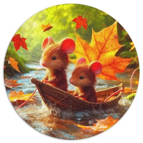 Kleine Maus 1000 Stück Puzzle Stressabbau Spielzeug Für Familienpuzzle niedlich Haustier Rund Puzzle Puzzle-Spiele Wand Dekoration Geschenk (67.5x67.5cm) von XDDBYUIZP