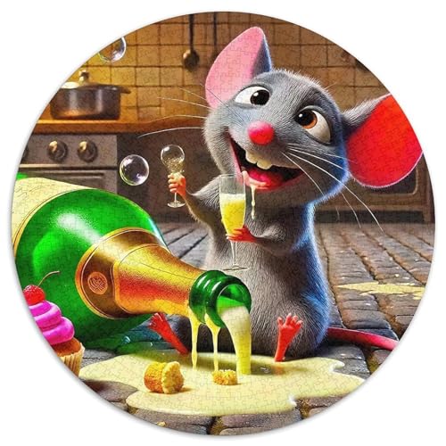 Kleine Maus 1000 Stück Puzzles VerringerterDruck niedlich Haustier Runden Puzzle Puzzle-Spiele Wand Dekoration Geschenk (67.5x67.5cm) von XDDBYUIZP