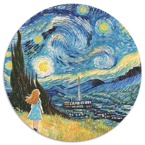 Kleines Mädchen 1000 Stück Puzzles Stressabbau Spielzeug Für Familienpuzzle Landschaft Rund Puzzle Puzzle-Spiele Wand DekoRatteteteion Geschenk 1000pcs (67.5x67.5cm) von XDDBYUIZP
