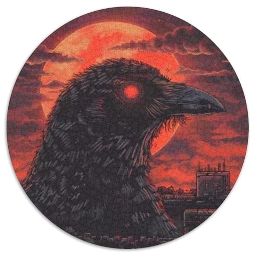 Krähe 1000 Stück Puzzles VerringerterDruck Tier Runden Puzzle-Spiele Wand DekoRatteteion Geschenk (67.5x67.5cm) von XDDBYUIZP