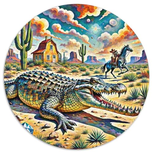 Krokodil 1000 PCS Puzzle Stressabbau-Spielzeug Für Erwachsene Kinder Süße Haustiere Rundes Puzzle Puzzle-Spiele Wand Dekoration Geschenk (67.5x67.5cm) von XDDBYUIZP